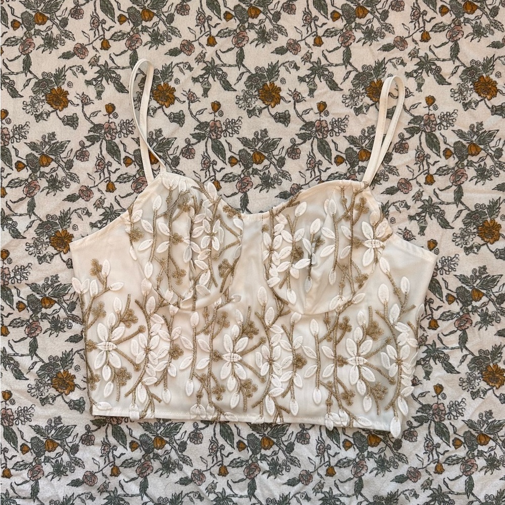 Floral Cream Crop Top